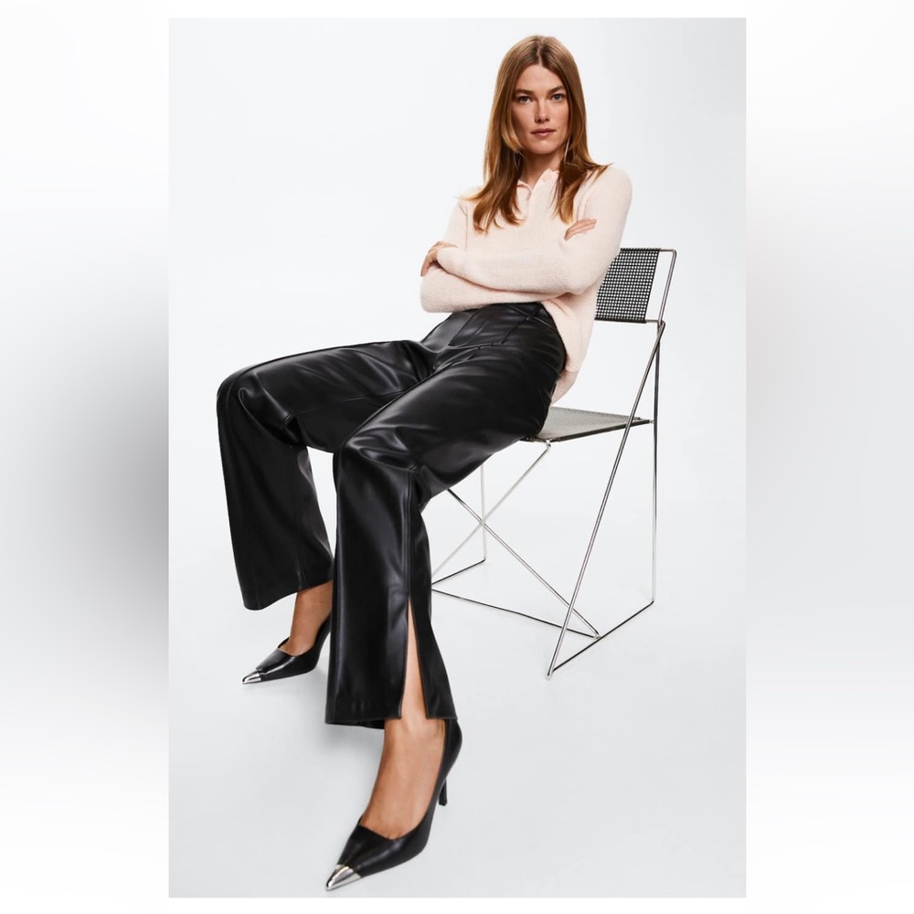 MANGO Faux Leather Trousers